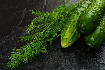 cucumbers  on black background