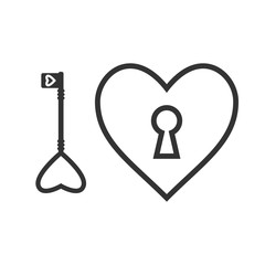 Heart, keyhole, love icon. Vector illustration, flat design.