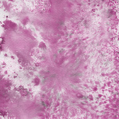Pink watercolor texture with abstract washes and brush strokes on white paper background. Trendy look. Chaotic abstract organic design.
