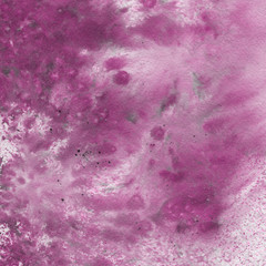 Pink watercolor texture with abstract washes and brush strokes on white paper background. Trendy look. Chaotic abstract organic design.
