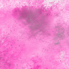 Pink watercolor texture with abstract washes and brush strokes on white paper background. Trendy look. Chaotic abstract organic design.