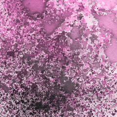 Pink watercolor texture with abstract washes and brush strokes on white paper background. Trendy look. Chaotic abstract organic design.