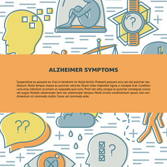 Alzheimers disease concept banner template in line style