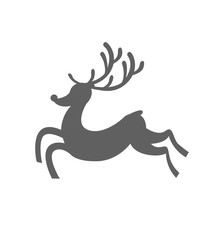 Reindeer runs or fly silhouette christmas icon vector flat vector illustration isolated on white 