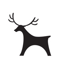 Deer icon black silhouette toy flat vector illustration silhouette christmas isolated on white