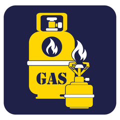 Camping stove with gas bottle icon