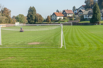 sports ground football field in the village