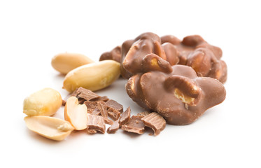Peanuts covered chocolate.
