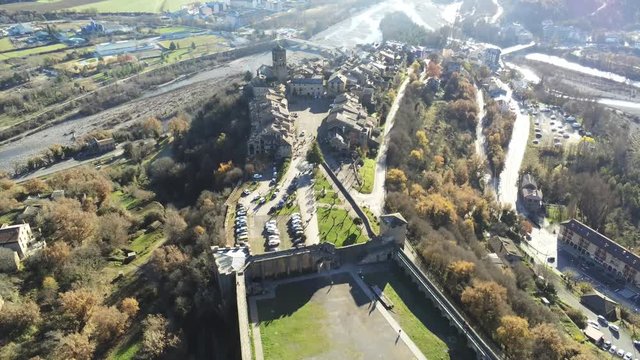 Ainsa. Village of Huesca. Aragon ,Spain. 4k Drone Video