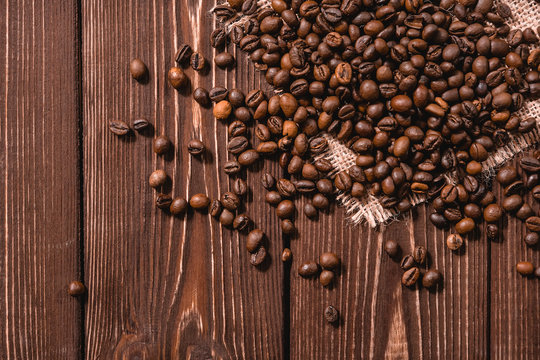 coffee beans background. copy space.