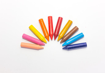 Colorful Crayons with white background