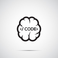 Brain with code. Programmer's brain.