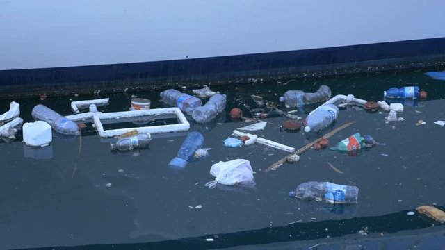PALERMO, ITALY on MAY 28th: Garbage in the water in Palermo, Sicily, Italy on May 28th, 2015. Palermo is located in the northwest of the island of Sicily, right by the Gulf of Palermo in the Tyrrhenia