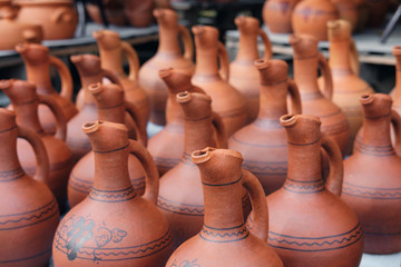 Fototapeta na wymiar Set of wine jugs