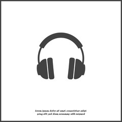 Headphones vector icon. Flat headphones icon on white isolated background.  Layers grouped for easy editing illustration. For your design.
