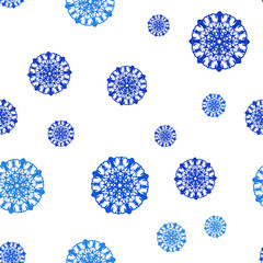Light BLUE vector seamless texture with colored snowflakes.