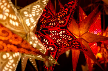 LED light christmas paper star decorations.