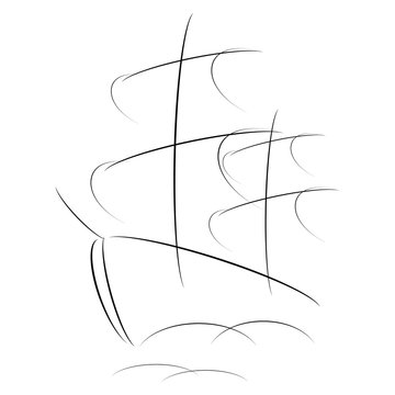 recommend clip art: Abstract Black and White Sailboat with Waves Isolated on White Background.