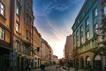 Morning view in the historic city center in Olomouc, Czech Republic - obrazy, fototapety, plakaty
