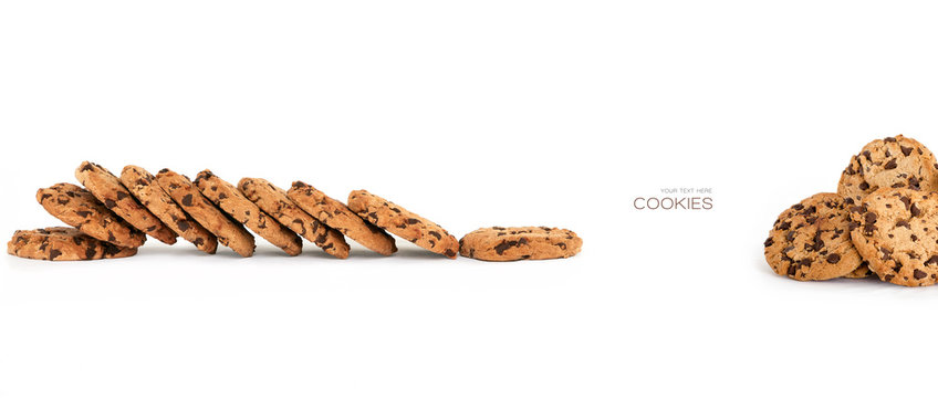 Banner with crunchy homemade chocolate chip cookies