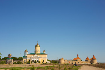 Fototapeta premium The Fortress Of Bender. The monument of architecture of Eastern Europe. The Ottoman Citadel. Orthodox Church of St. Alexander Nevsky. Moldova.