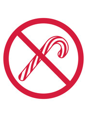 schild verboten zone keine zeichen zuckerstange lecker süßigkeit zucker süß hunger naschen essen weihnachten winter geschenk kinder clipart logo design streifen linien