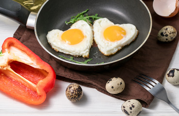 Fried egg in heart shape