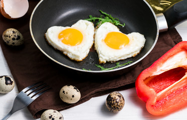 Fried egg in heart shape