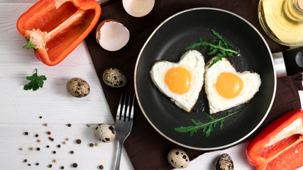 Fried egg in heart shape