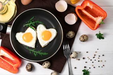 Fried egg in heart shape