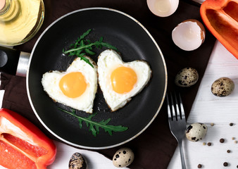 Fried egg in heart shape