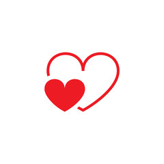 One heart in another. Vector picture. Set of vector icons. Great mutual love. Flat design.