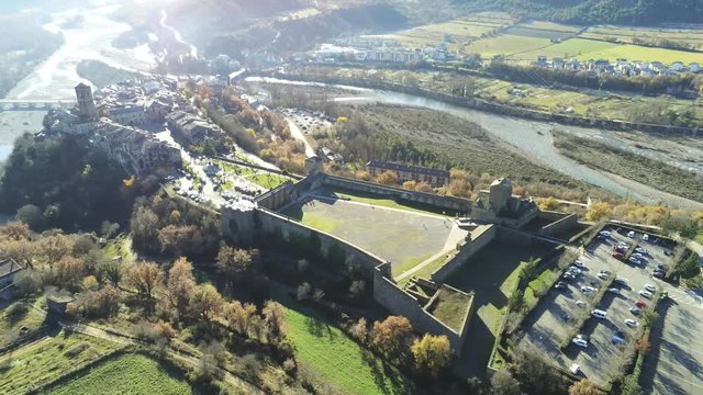 Ainsa. Village of Huesca. Aragon ,Spain. 4k Drone Video