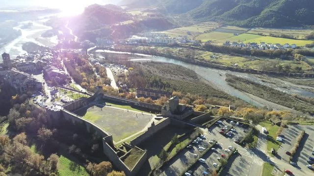 Ainsa. Village of Huesca. Aragon ,Spain. 4k Drone Video