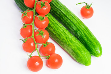 fresh cucumbers and tomatoes