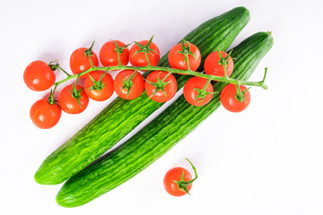 fresh cucumbers and tomatoes