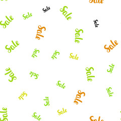 Light Green, Yellow vector seamless cover with symbols of sales.