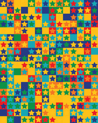 Seamless pattern with colorful stars on white background