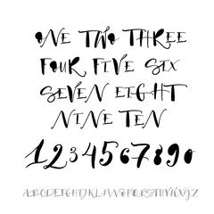 Set of hand drawn numbers and letters.