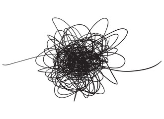 Chaos. Abstract tangled texture. Random chaotic lines. Hand drawn dinamic scrawls. Black and white illustration. Background with lines. Universal pattern. Art creation