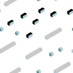 Dark BLUE vector seamless, isometric texture in rectangular style.