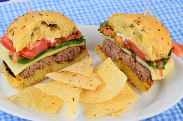 Cheeseburger on Onion Roll