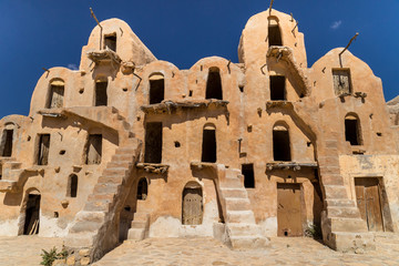 Granaries (grain stores) of a berber fortified village, known as  ksar.  Ksar Ouled Soltane, Tunisia