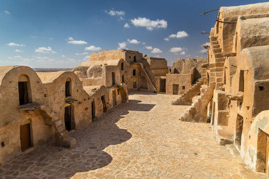 Granaries (grain stores) of a berber fortified village, known as  ksar.  Ksar Ouled Soltane, Tunisia
