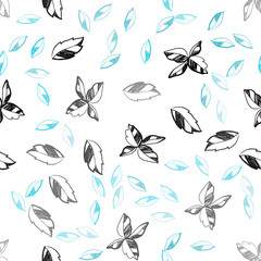 Light BLUE vector seamless abstract background with leaves.