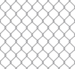 Realistic Fence Rabitz pattern. Seamless connection of protective grid.  Vector rabitz grid. Robust, modern chrome-plated wire.