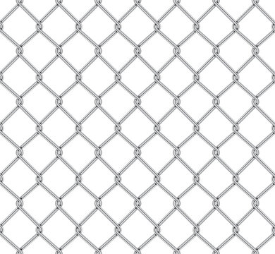 Realistic Fence Rabitz pattern. Seamless connection of protective grid.  Vector rabitz grid. Robust, modern chrome-plated wire.