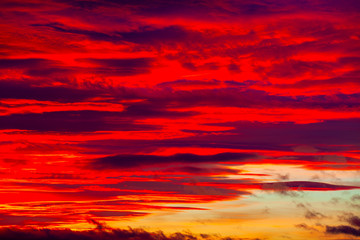 Picturesque dramatic colorful vibrant sunset sky with clouds