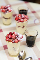 Eating cream and strawberry in rome