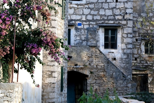 Traditional Mediterranean architecture in small town Grohote on island Solta, Croatia.